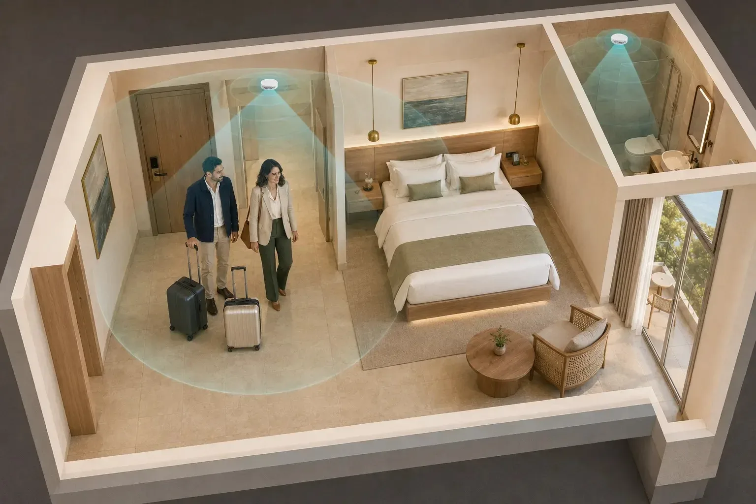 The Door Closes and Both Room Zones Are Scanned